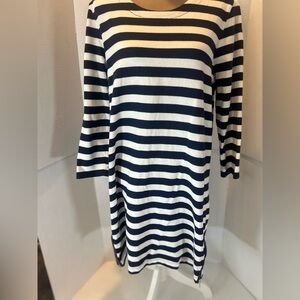 GAP Navy and White Striped Long Sleeve Dress